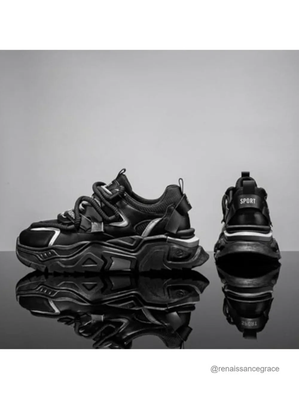 Men's Chunky Platform Sneakers Lace-Up Non-Slip Casual Athletic Shoes
